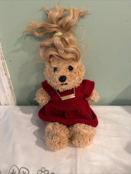 Ty Other - Ty Plush Bear in Red Knit Dress with Blonde Hair